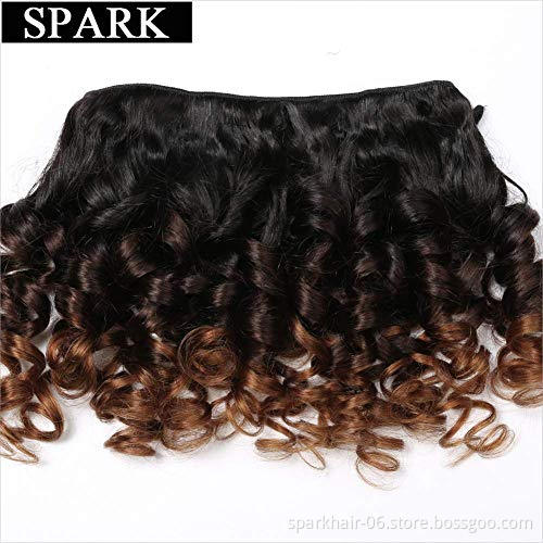 10A Ombre Bundles with Closure Brazilian 1b/4/30  Bouncy Curly  Bundles with 4x4 Lace Closure Short curly weave bundles